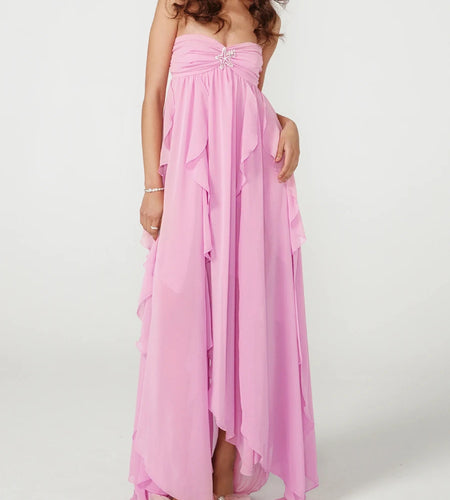 Solid Spliced Fungus Folds Irregular Dresses for Women Halter Sleeveless Backless Patchwork Brooch Dress Female New