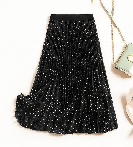Pleated Skirts Women Spring Autumn Skirt High Waist Print Midi Skirts Womens Velvet Skirt Maxi Long Skirts Femme Faldas Mujer