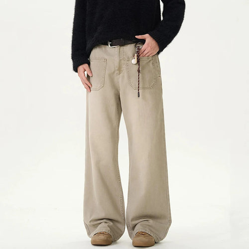 Load image into Gallery viewer, Men's Cargo Pants American Handsome Niche Solid Color Style Straight Leg Multi Pockets Trendy Male Trousers 9W1463
