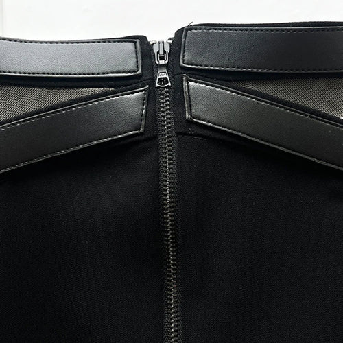 Load image into Gallery viewer, Solid Spliced Zipper Pants For Women High Waist Patchwork Belt Minimalist Casual Pant Female Fashion Clothing Style
