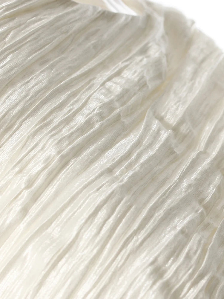 Women Silver Gray Textured Pleated Ruffles Vest Dress New Round Neck Sleeveless Fashion Tide Spring Summer 2025 7AB9278