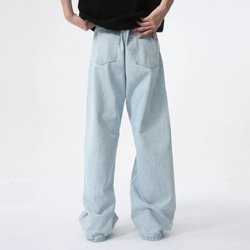 Simple Straight Casual Jeans Trendy solid color male clothing summer Loose wide leg denim pants new stylish 9C5971