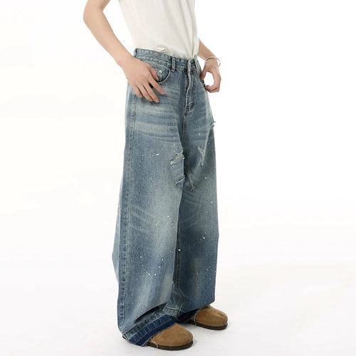 Load image into Gallery viewer, Men&#39;s Jeans New American Cat Whiskers Design Gradient Color Trendy Washed Patterns Worn-out Male Straight Bottoms 9W1833
