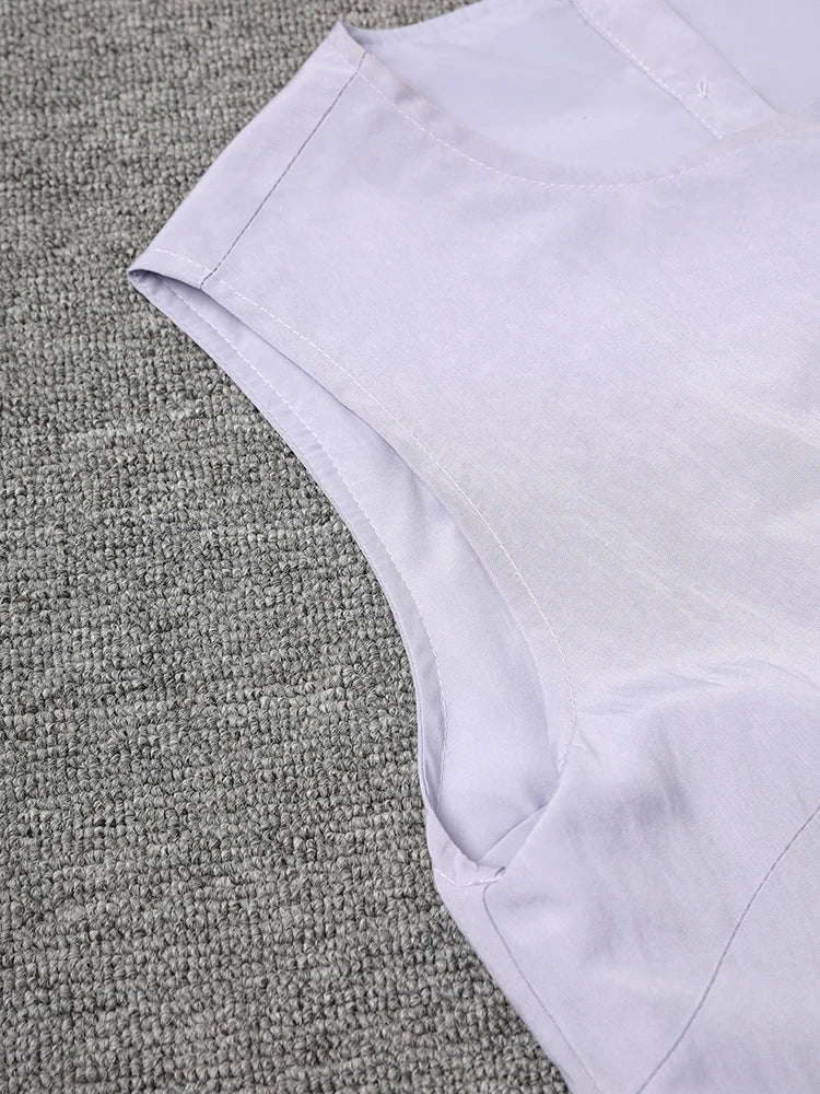 Women Light Purple Irregular Spliced Big Size Vest Dress New Round Neck Sleeveless Fashion Tide Spring Summer 2025 CPG3083