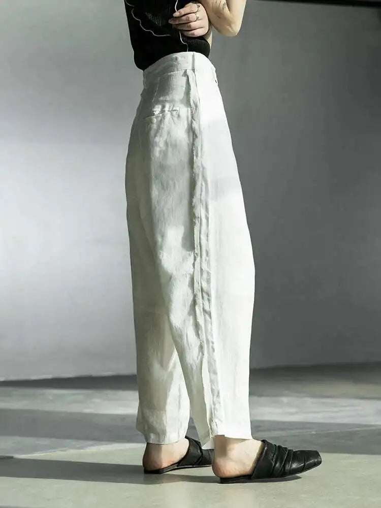 High Waist Black Topstitched Pockets Wide Leg Pants New Loose Fit Trousers Women Fashion Tide Spring Autumn 2025 1DF5357