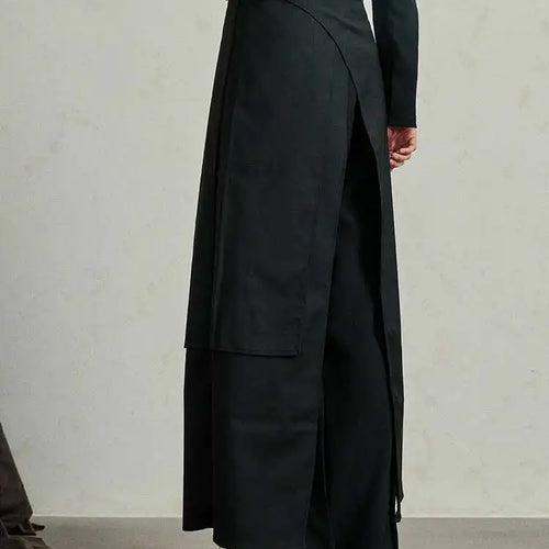 Load image into Gallery viewer, High Waist Black Irregular Slit Hem Layers Spliced Long Half-body Skirt Women Fashion Tide New Spring Autumn 2025 1DF8244
