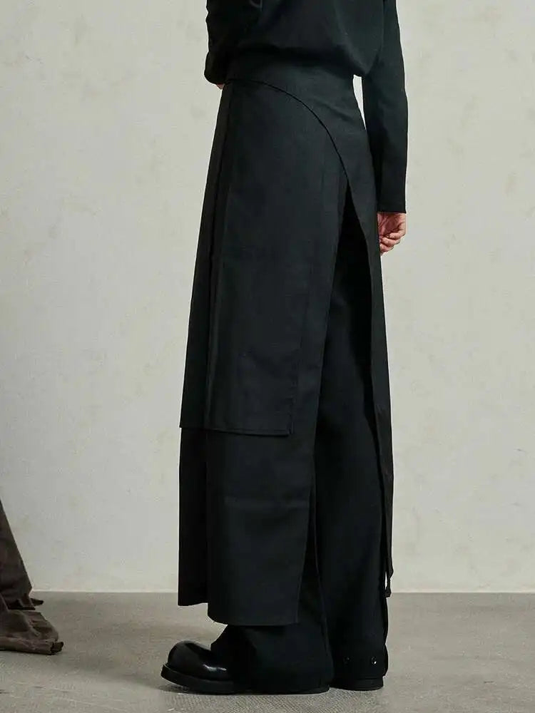 High Waist Black Irregular Slit Hem Layers Spliced Long Half-body Skirt Women Fashion Tide New Spring Autumn 2025 1DF8244