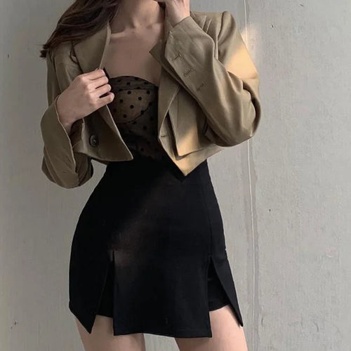 Load image into Gallery viewer, Sexy Split Shorts Skirt Women&#39;s Office Ladies Suit Skirt Summer New Black Mini A-line Pants Skirt High Waist Wide Leg Shorts
