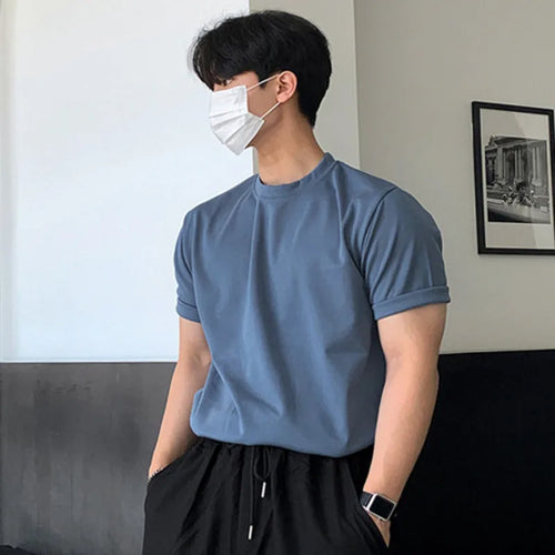 Load image into Gallery viewer, Simple Men&#39;s Causal T-shirts Heavy Short Sleeve Round Neck Solid Color Male Loose Clothing Summer Fashion 9C6337
