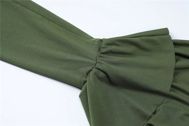 Lace-up Long Flare Sleeve Maxi Dress For Women Gown Autumn New Fashion O Neck Loose Ruffled Sexy Long Dress Elegant