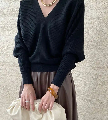 Red Big Size Elegant Knitting Sweater V-Neck Long Sleeve Women Pullovers New Fashion Tide Spring Autumn 2025 1DH7257