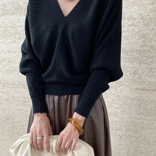 Load image into Gallery viewer, Red Big Size Elegant Knitting Sweater V-Neck Long Sleeve Women Pullovers New Fashion Tide Spring Autumn 2025 1DH7257
