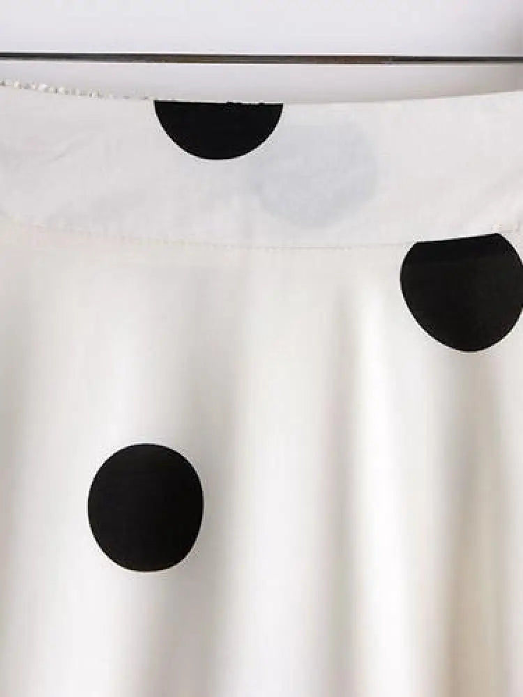 Chiffon Print Dot Skirts Womens High Waist All-match Summer Medium Long  A-line Skirt Female Office Lady Pleated Skirt Elegant