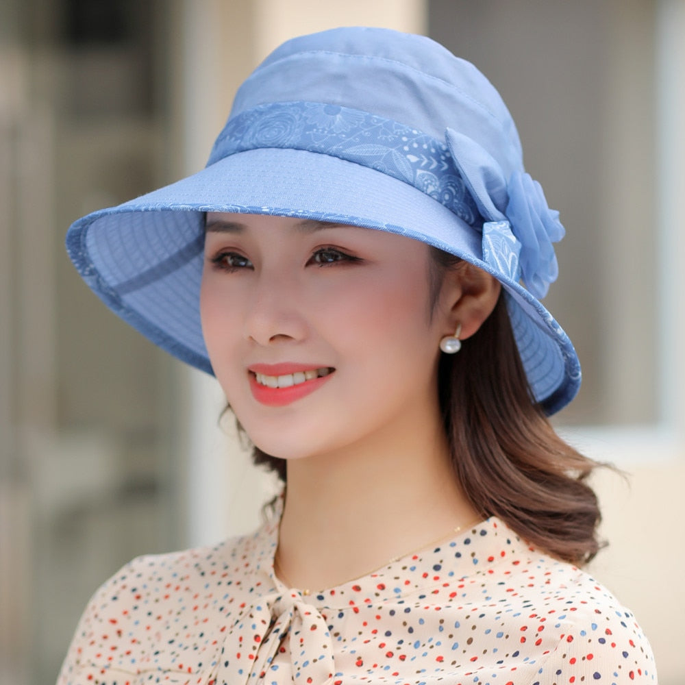 Woman Summer Hats With Visor Hat Fashion Flower Design Sun Hat Travel Bucket Hat