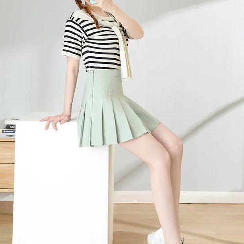 Load image into Gallery viewer, Brown Skirt Ladies 2025 Summer Clothes Women&#39;s High Waist Harajuku Korean Style Black Mini Pleated Skirt For School Girl Uniform
