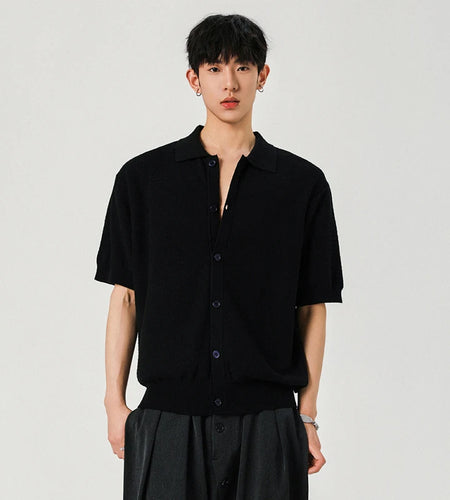 Men's Shirts New Kroean Turn-down Collar Button Tide Open Single Breasted Solid Color Short Sleeve Shirt Spring 2025 9W1384