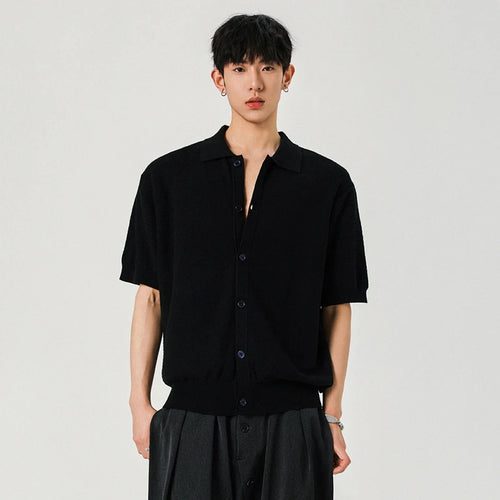 Load image into Gallery viewer, Men's Shirts New Kroean Turn-down Collar Button Tide Open Single Breasted Solid Color Short Sleeve Shirt Spring 2025 9W1384
