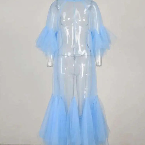 Load image into Gallery viewer, Women Black Ruffles Long Big Size Dress New Round Neck Three-quarter Sleeve Loose Fit Fashion Spring Summer 2025 JR77101
