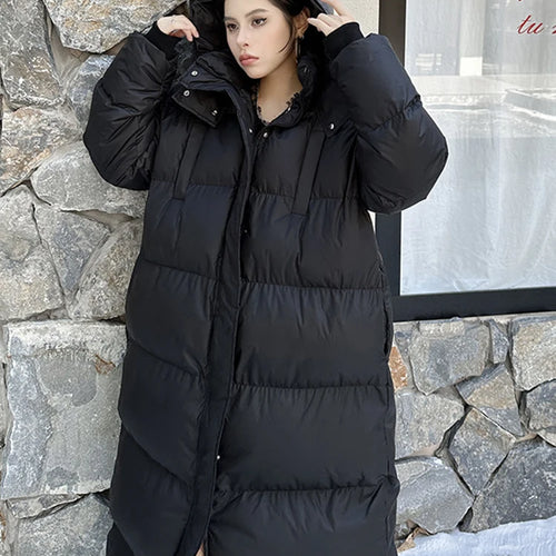 Load image into Gallery viewer, Black Thick Long Warm Big Size Hooded Cotton-padded Coat Long Sleeve Women Parkas Fashion New Autumn Winter 2025 1DH8321
