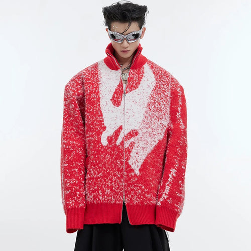 Load image into Gallery viewer, Men&#39;s Sweater Casual Stand Collar Plush Contrast Color Zipper Male Knitting Cardigan Chic Winter Jackets New Trendy 9C4432

