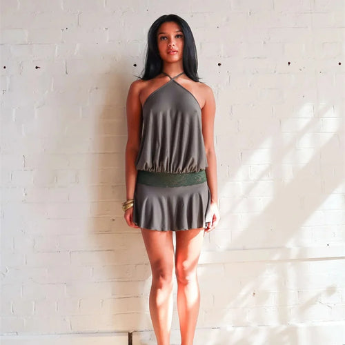 Load image into Gallery viewer, Halter Backless Sexy Mini Dress Women Robe Fashion Summer New Lace Patchwork Sleeveless Pleated Ruffled Club Dress
