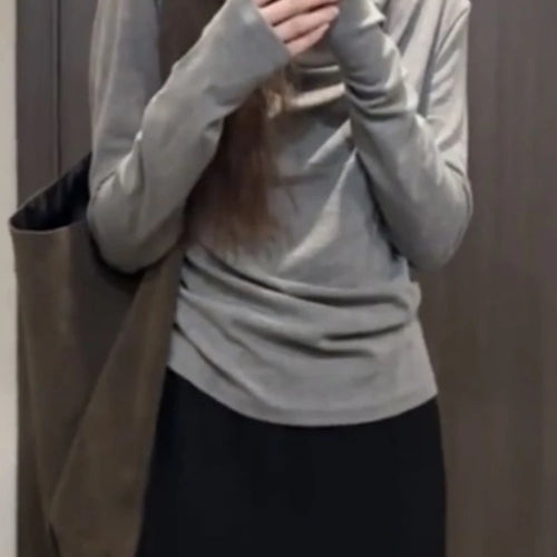 Load image into Gallery viewer, Korean Chic Vintage Solid Simple Tshirts Loose Grunge Women Y2k Aesthetic T-shirts Casual Bottoming All Match Tee Shirts Femme
