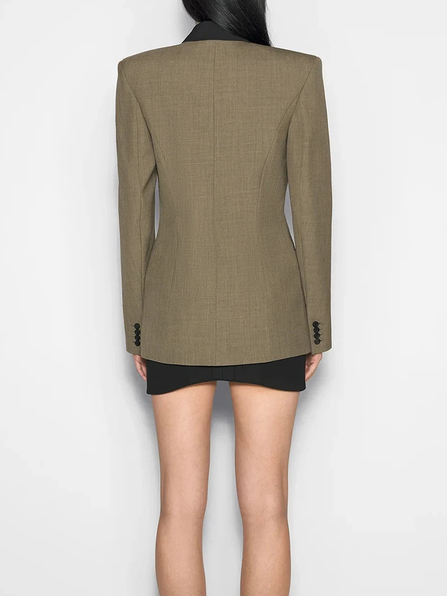 Hit Color Slimming Temperament Blazers For Women Lapel Long Sleeve Tunic Deaigner Chic Coat Female Fashion Style