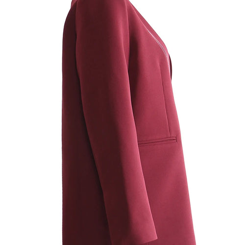 Load image into Gallery viewer, Women Wine Red Topstitched Big Size Elegant Blazer New V-neck Long Sleeve Jacket Fashion Tide Spring Autumn 2025 1DH7919
