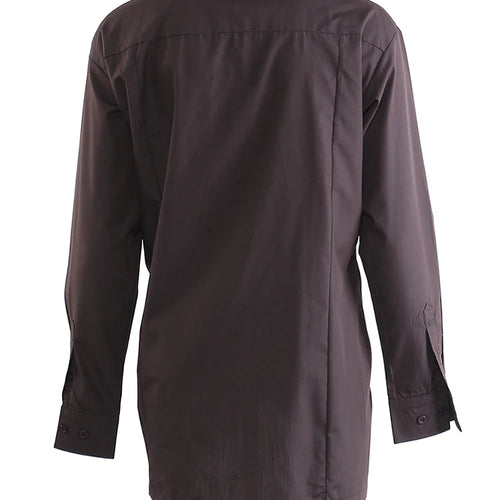 Load image into Gallery viewer, Women Brown Pleated Elegant Irregular Big Size Blouse New Lapel Long Sleeve Shirt Fashion Tide Spring Autumn 2025  1DJ1089
