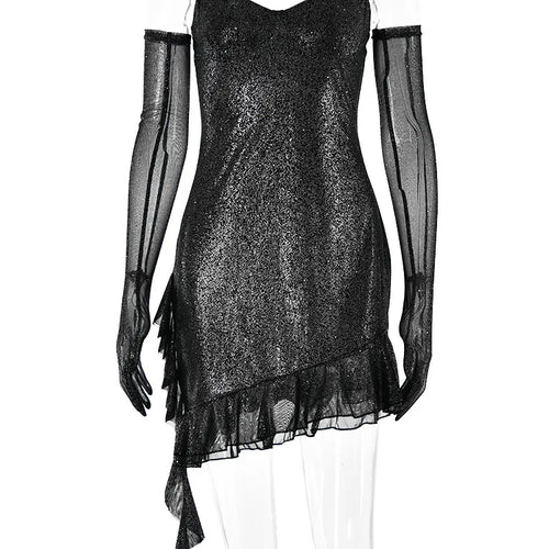 Load image into Gallery viewer, Sexy Spaghetti Strap Sleeveless Tight Dress Women Ruffle Edge Mesh Slim Backless Vesidos Party Club Nightclub Dress 2024
