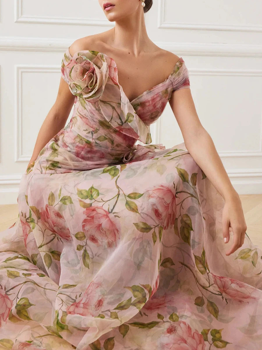 Solid Spliced Appliques Slimming Dresses For Women Slash Neck Short Sleeve High Waist Temperament Dress Female New