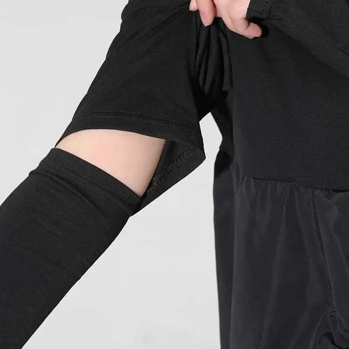 Load image into Gallery viewer, Women Black Drawstring Hollow Out Big Size Irregular Dress New Hooded Long Sleeve Fashion Tide Spring Autumn 2025 JD076
