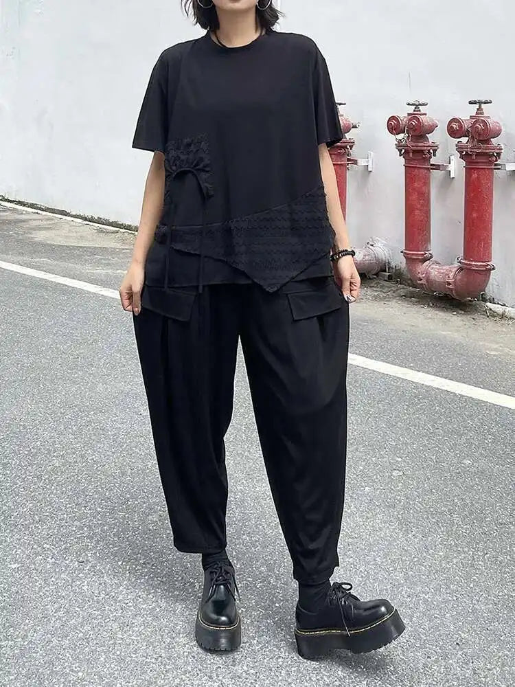 High Elastic Waist Black Brief Pocket Casual Harem Pants New Trousers Women Fashion Tide Spring Autumn 2025 1DJ0607