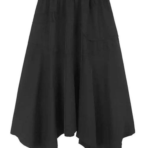 Load image into Gallery viewer, High Elastic Waist Black Irregular Hem Casual A-line Half-body Skirt Women Fashion Tide New Spring Autumn 2025 1DH6581
