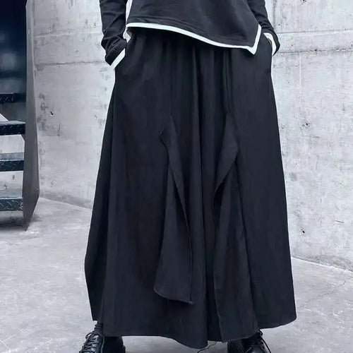 Load image into Gallery viewer, High Elastic Waist Black Irregular Spliced Long Wide Leg Pants New Trousers Women Fashion Tide Spring Autumn 2025 1DH5094
