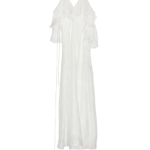 Load image into Gallery viewer, Women White Embroidery Perspective Elegant Long Dress New Halter Sleeveless Fashion Tide Spring Summer 2025 1DJ1448
