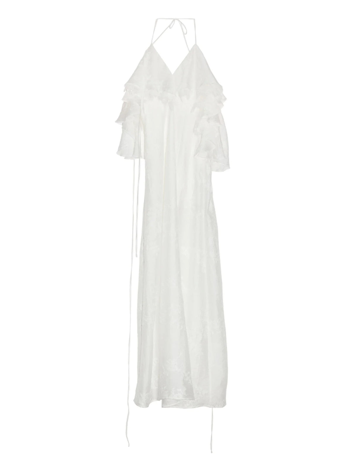 Women White Embroidery Perspective Elegant Long Dress New Halter Sleeveless Fashion Tide Spring Summer 2025 1DJ1448