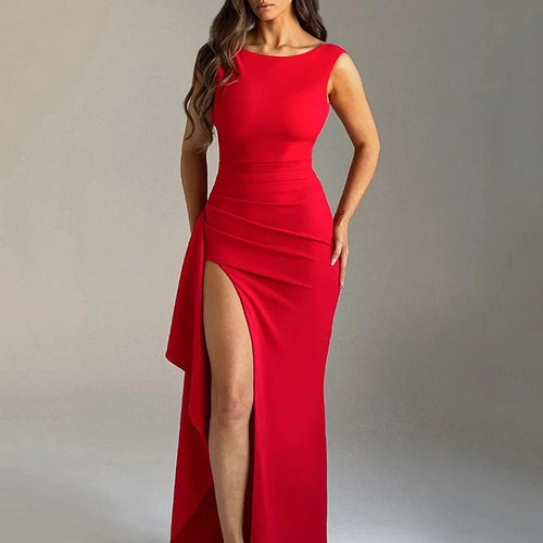 Load image into Gallery viewer, Women's Elegant Sleeveless High Slit Backless Evening Dress, Slim Party Club Dress, Female Bodycon, Summer, New, 2024
