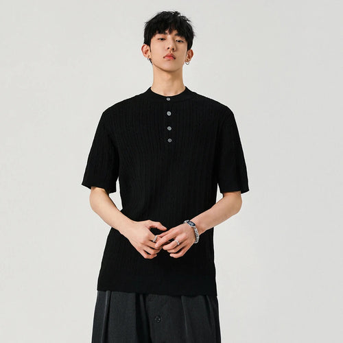 Load image into Gallery viewer, Men&#39;s T-shirts New Summer Fashion Male Multi Buttons Solid Color Round Neck Shourt Sleeves Trendy Clothing 2025 9W1385
