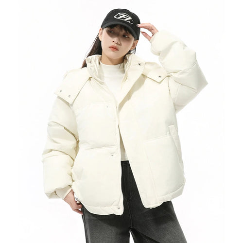 Load image into Gallery viewer, Simple Men&#39;s Padded Jackets Hooded Drawstring Solid Color Warm Short Parkas Korean Casual Male Thckened Coats Tide 9C9343
