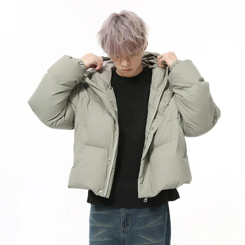 Load image into Gallery viewer, Hooded Men&#39;s Parkas Solid Color Korean Style Drawstring Thickened Casual Coats Cotton Loose Male Padded Jackets New 9C9328
