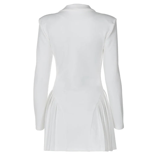 Load image into Gallery viewer, Women's Summer Solid Color Sexy Deep V Mini Dress Single Breasted  Long Sleeves Ruffled Edge Elegant Bodycon Dresses
