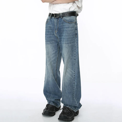 Load image into Gallery viewer, Washed Male Jeans Korean Fashion Gradient Color Pockets Men&#39;s Straight Denim Trousers Wide Leg Pants Spring Chic 9C4278
