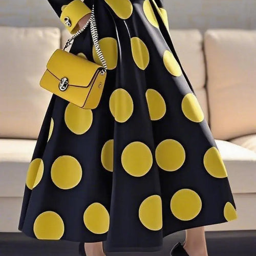 Load image into Gallery viewer, Women&#39;s 1950s Vintage Polka Dot Audrey Long Dress Autumn 2025 Long Sleeve Party Cocktail Elegant Maxi Dress for Woman
