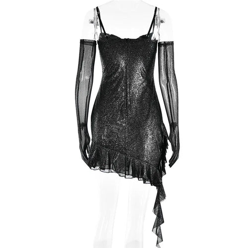 Load image into Gallery viewer, Elegant Strapless Ruffle Sexy Mini Dress For Women Fashion Off-shoulder Backless Sequins Sparkle Club Party Dress
