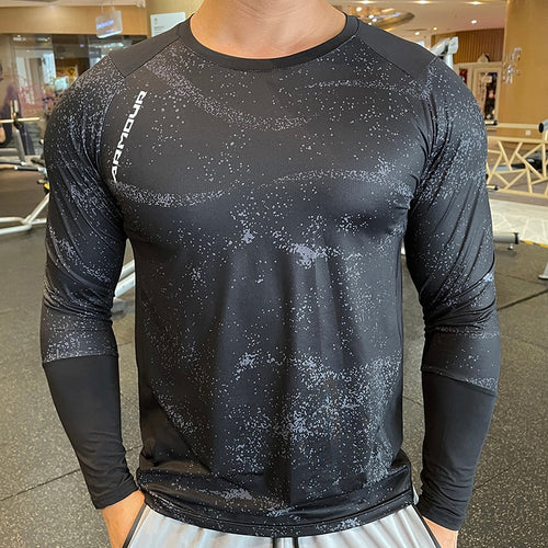 Load image into Gallery viewer, Quick Dry Gym Long Sleeve Shirt Men Fitness Training T-shirt Running Sport Bodybuilding Skinny Tee Tops Running Workout Clothing
