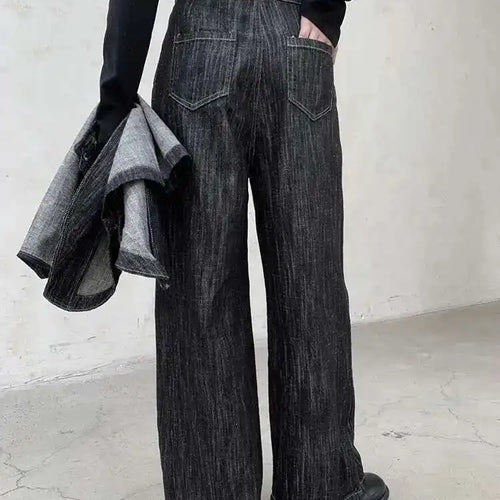 Load image into Gallery viewer, High Waist Black Brief Denim Vintage Long Casual Wide Leg Pants New Trousers Women Fashion Tide Spring Autumn 2025 1DH8385
