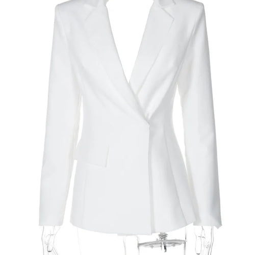 Load image into Gallery viewer, Autumn Long Sleeve Blazer Women Fashion Notched Collar Backless Pocket Suit Jacket Ladies Winter Elegant Blazers
