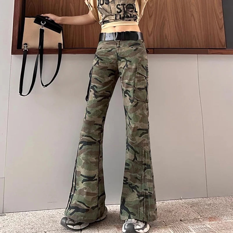 Men's Cargo Pants Pleated  Micro Flared Trendy New American Style Straight Wide Leg Male Causal Trousers Summer 9W1959