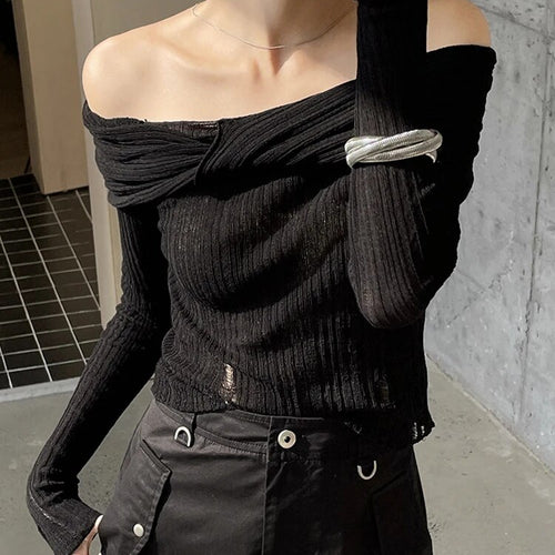 Load image into Gallery viewer, Solid Temperament Sweaters For Women Slash Neck Long Sleeve Slimming Casual Knitting Sweater Female Fashion Clothes
